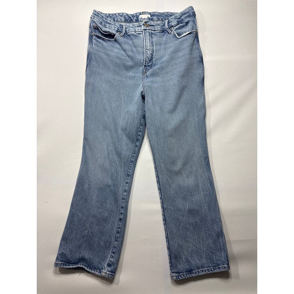 Good American Women's Good Curve Straight Leg Blue Jeans - Size 16 (34x26.5)